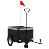 vidaXL Remorque de v&eacute;lo noir et gris 45 kg fer