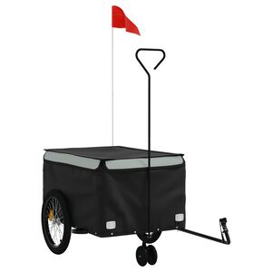 vidaXL Remorque de v&eacute;lo noir et gris 45 kg fer
