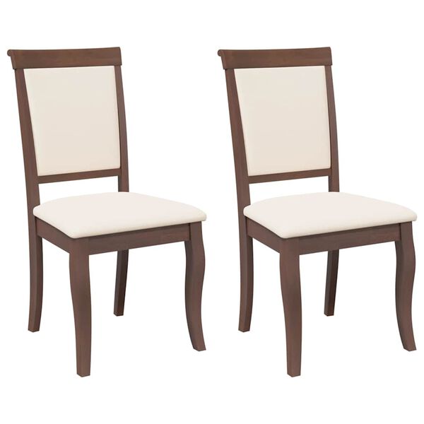 vidaXL Chaises à manger coussins 2 pcs marron bois massif caoutchouc