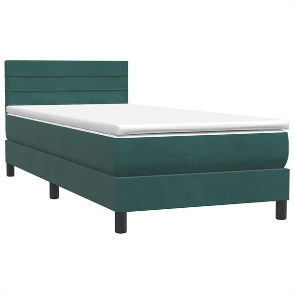 vidaXL Sommier &agrave; lattes de lit et matelas vert fonc&eacute; 80x210 cm velours