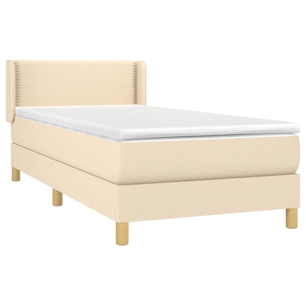 vidaXL Sommier &agrave; lattes de lit et matelas Cr&egrave;me 90x190 cm Tissu