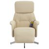 vidaXL Fauteuil inclinable de massage avec repose-pieds cr&egrave;me tissu