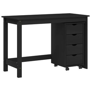 vidaXL Ensemble bureau et armoire 2 pc Noir Bois de pin massif