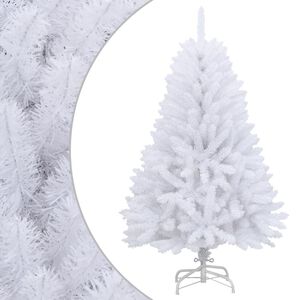 vidaXL Sapin de No&euml;l artificiel &agrave; charni&egrave;res avec support blanc 120 cm