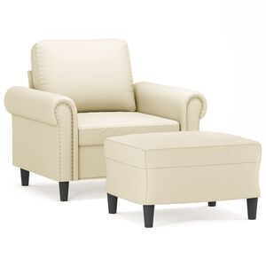 vidaXL Fauteuil avec repose-pied Cr&egrave;me 60 cm Similicuir