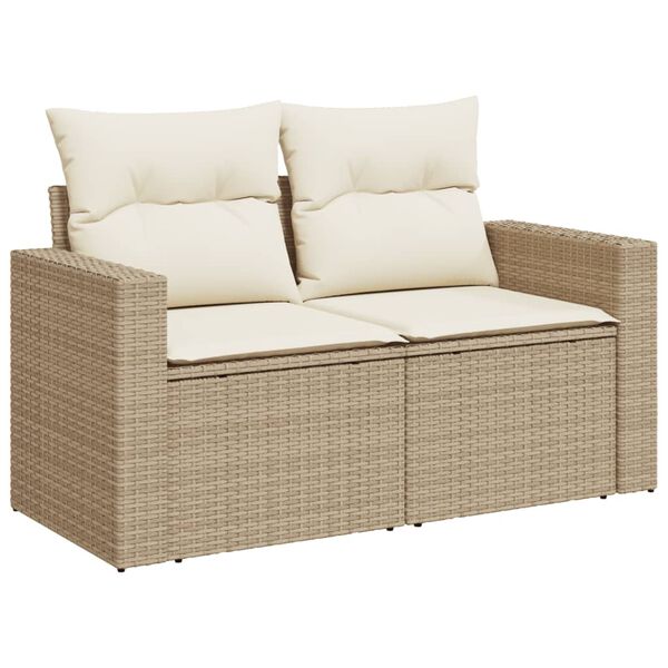 vidaXL Salon de jardin avec coussins 9 pcs beige r&eacute;sine tress&eacute;e