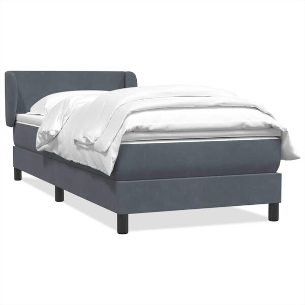 vidaXL Sommier &agrave; lattes de lit et matelas gris fonc&eacute; 90x210 cm velours