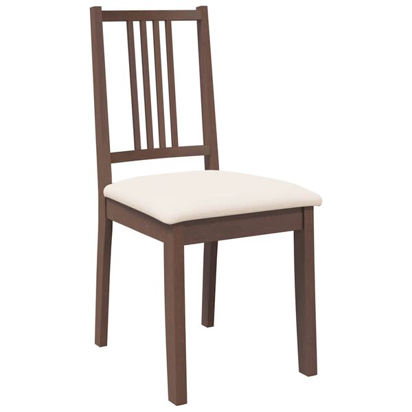 vidaXL Chaises à manger coussins 2 pcs marron bois massif caoutchouc