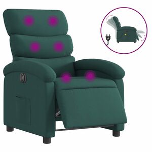 vidaXL Fauteuil de massage inclinable &eacute;lectrique Vert fonc&eacute; Tissu