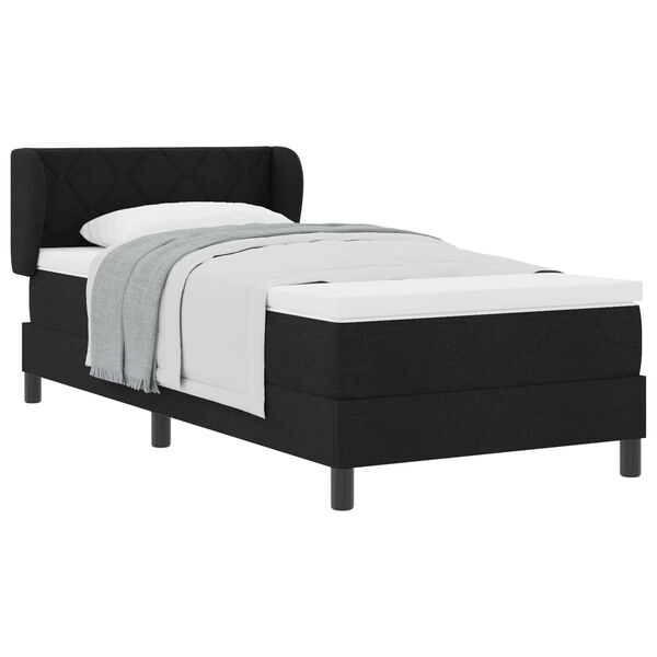 vidaXL Lit &agrave; ressorts avec matelas Noir 100 x 200 cm tissu