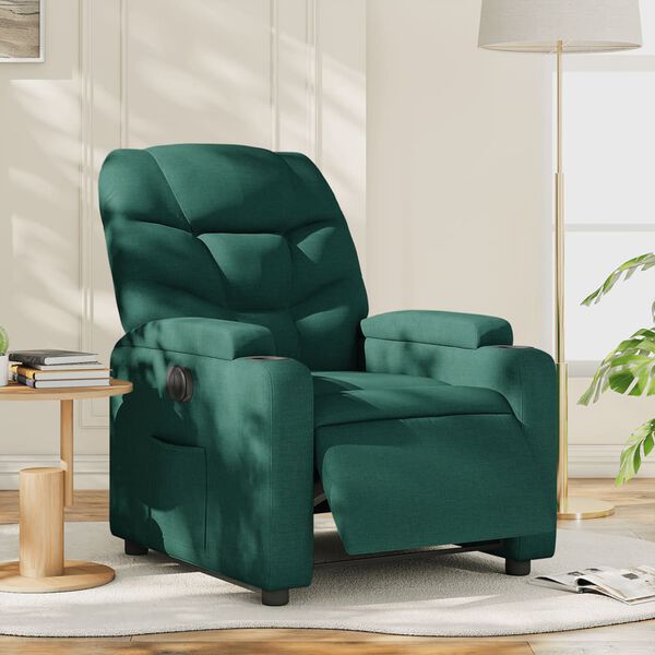 vidaXL Fauteuil inclinable &eacute;lectrique Vert fonc&eacute; Tissu