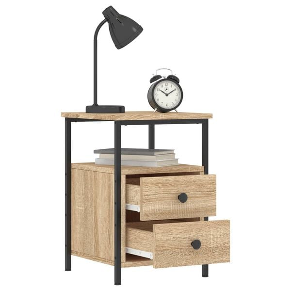 vidaXL Tables de chevet 2pcs chêne sonoma 34x35,5x50cm bois ingénierie