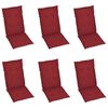 vidaXL Chaises de jardin lot de 6 avec coussins bordeaux Bois de teck