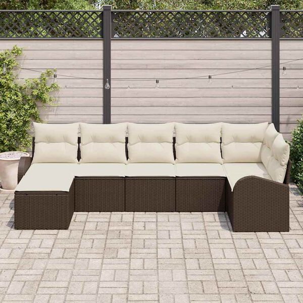 vidaXL Ensemble de canap&eacute; de jardin 7 pcs Marron Poly rotin