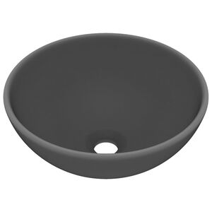 vidaXL Lavabo rond de luxe de salle Gris fonc&eacute; mat 32,5x14cm C&eacute;ramique