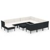 vidaXL Salon de jardin 12 pcs avec coussins r&eacute;sine tress&eacute;e noir