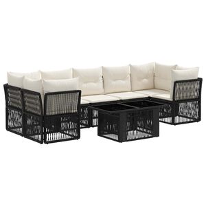 vidaXL Ensemble de canap&eacute; de jardin 8 pc Noir polyrotin