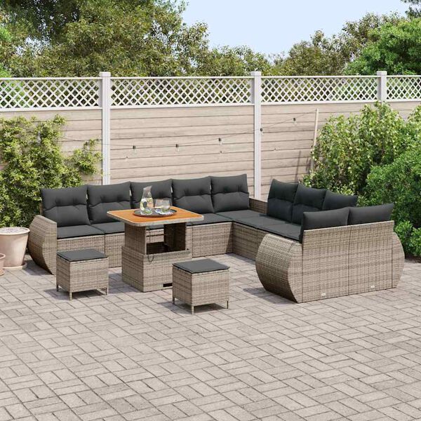 vidaXL Ensemble de canapé de jardin 13 pcs Gris polyrotin