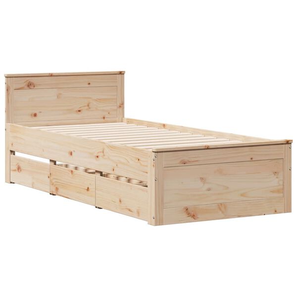 vidaXL Cadre de lit sans matelas avec t&ecirc;te de lit 90x200cm bois de pin
