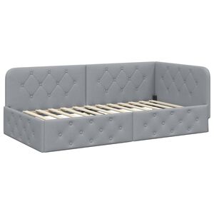 vidaXL Cadre de lit d'angle Gris clair 90 x 200 cm tissu