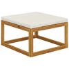 vidaXL Repose-pied avec coussin blanc cr&egrave;me bois massif d'acacia