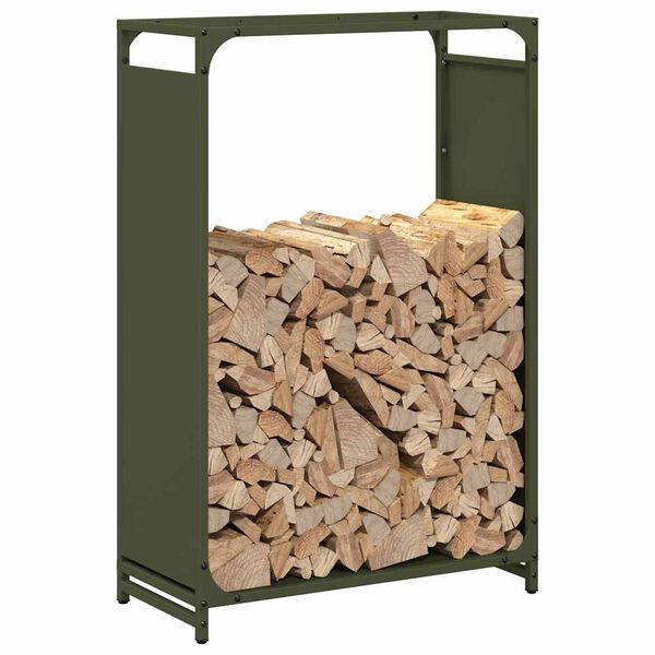 vidaXL Portant de bois chauffage vert olive 60x28x90 cm