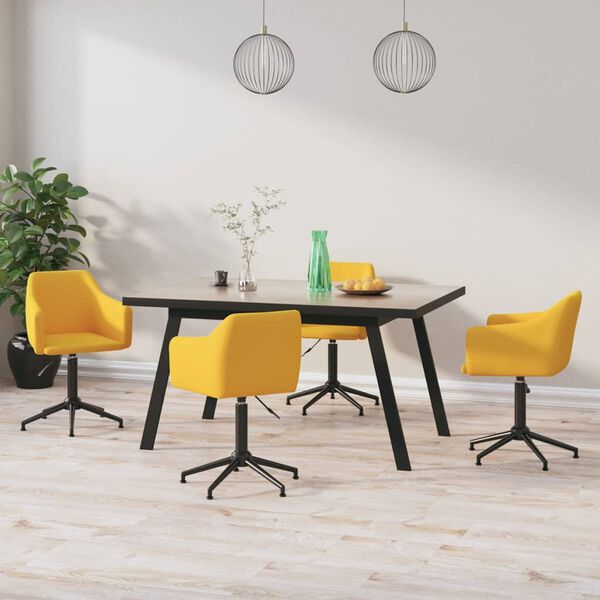 vidaXL Chaises &agrave; manger pivotantes lot de 4 Jaune Velours