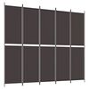 vidaXL Cloison de s&eacute;paration 5 panneaux Marron 250x220 cm Tissu