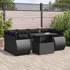 vidaXL Salon de jardin 7 pcs avec coussins noir r&eacute;sine tress&eacute;e