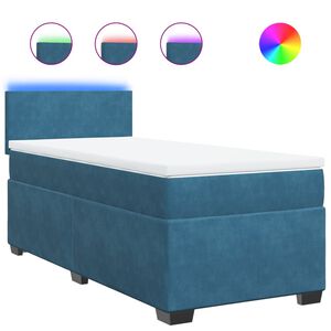 vidaXL Sommier &agrave; lattes de lit avec matelas bleu 90x200 cm velours