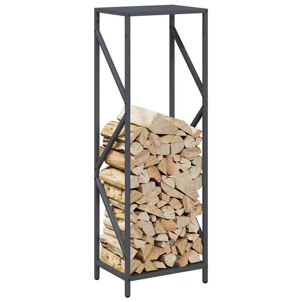 vidaXL Portant de bois chauffage anthracite 34x25x100 cm