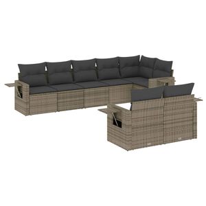 vidaXL Salon de jardin 8 pcs avec coussins gris r&eacute;sine tress&eacute;e
