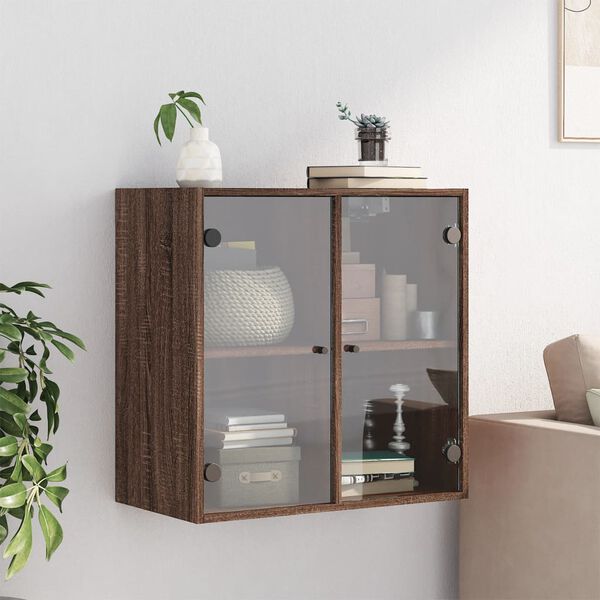 vidaXL Armoire murale avec portes en verre ch&ecirc;ne marron 68x37x68,5 cm