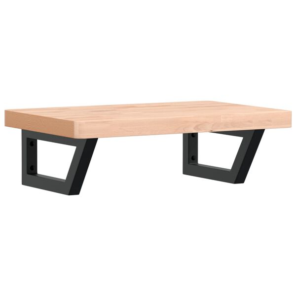 vidaXL &Eacute;tag&egrave;re de vasque murale acier et bois massif de h&ecirc;tre