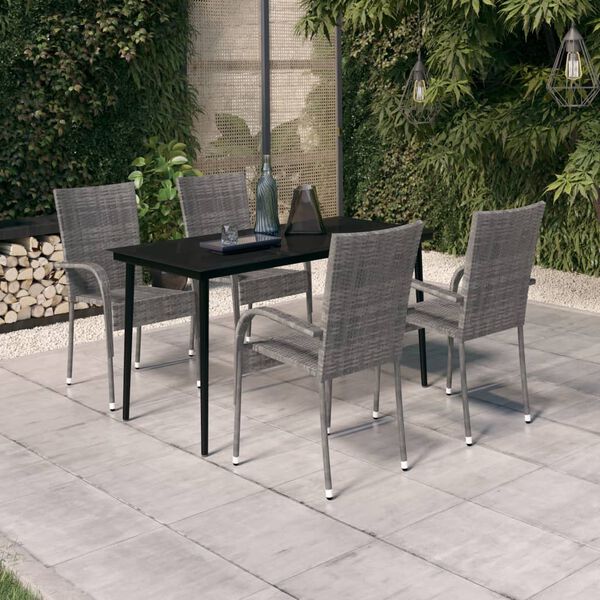 vidaXL Ensemble &agrave; manger de jardin 5 pcs Gris et noir