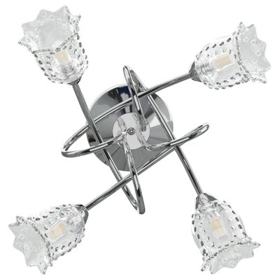 vidaXL Plafonnier avec abat-jour floral en verre pour 4 LED G9