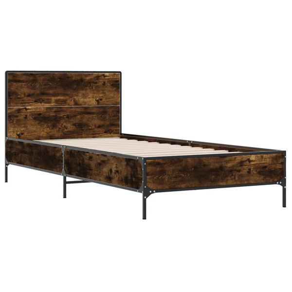 vidaXL Cadre de lit sans matelas ch&ecirc;ne fum&eacute; 90x200 cm