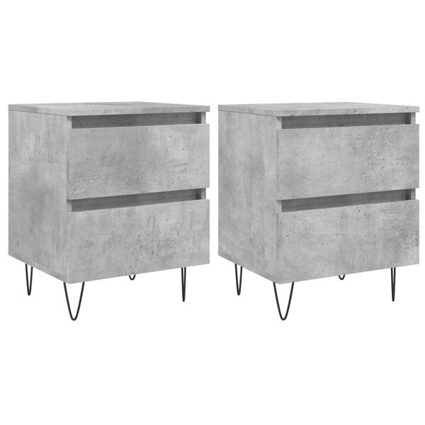 vidaXL Tables de chevet 2 pcs gris b&eacute;ton 40x35x50 cm bois d&rsquo;ing&eacute;nierie