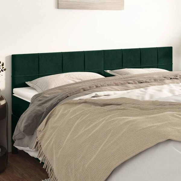 vidaXL T&ecirc;tes de lit Vert fonc&eacute; 200x5x78/88 cm Velours