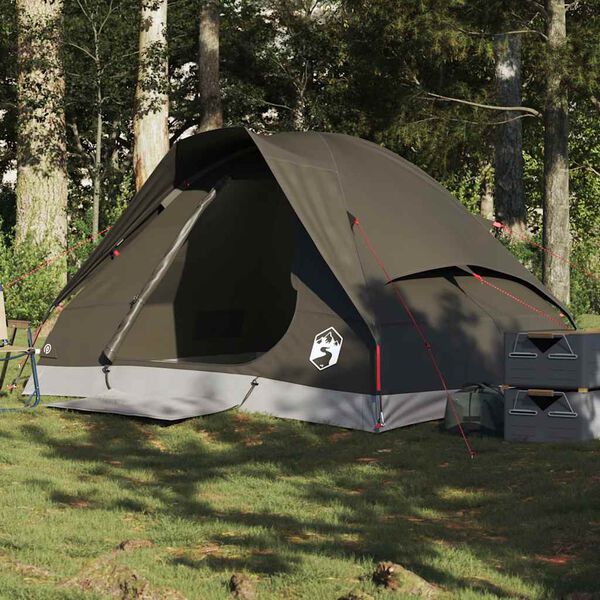 vidaXL Tente de camping &agrave; d&ocirc;me 2 personne marron imperm&eacute;able