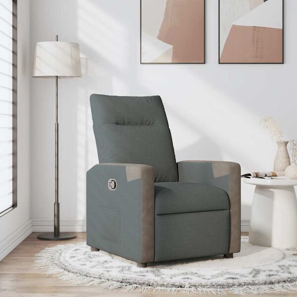 vidaXL Fauteuil inclinable Gris fonc&eacute; Tissu