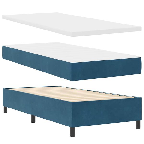 vidaXL Lit &agrave; ressorts avec matelas Bleu fonc&eacute; 80 x 200 cm Velours