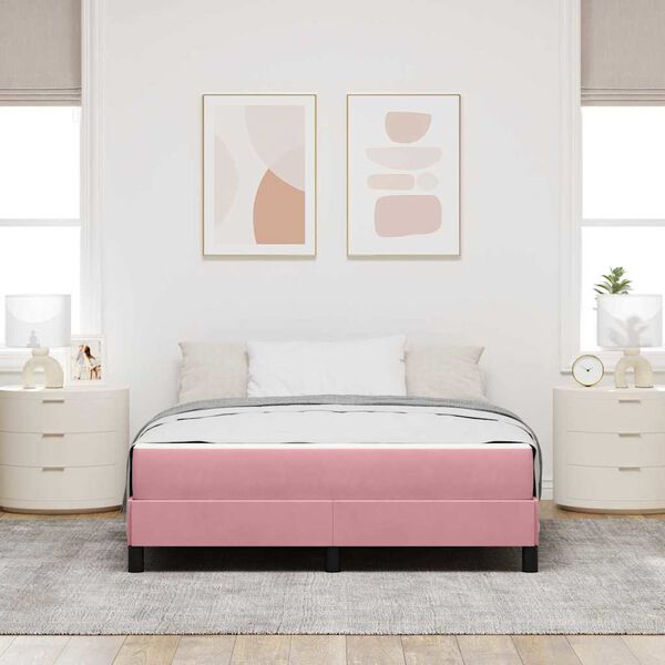 vidaXL Lit &agrave; ressorts avec matelas Rose 140 x 200 cm tissu