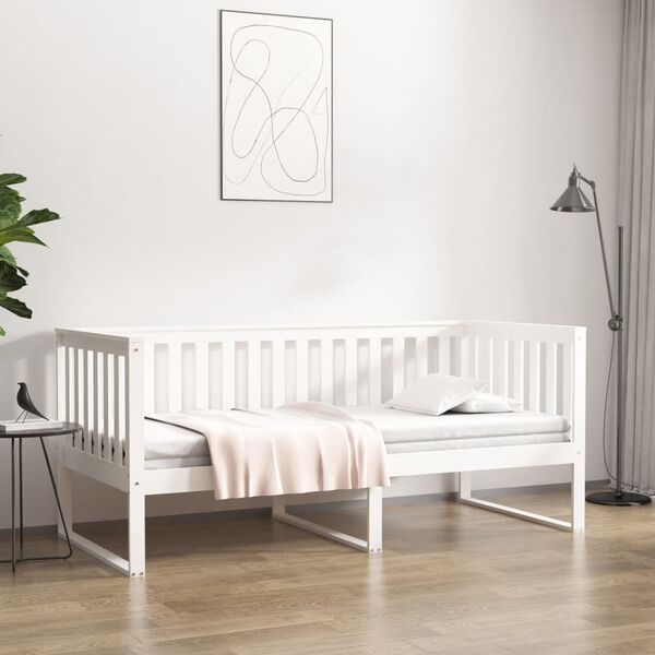vidaXL Lit de jour sans matelas blanc 100x200 cm bois de pin massif