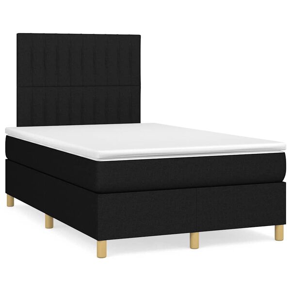 vidaXL Sommier &agrave; lattes de lit matelas et LED noir 120x190 cm tissu