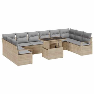 vidaXL Ensemble de canap&eacute; de jardin 11 pcs Beige et Gris clair