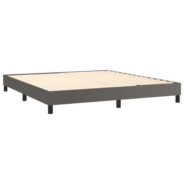 vidaXL Sommier &agrave; lattes de lit avec matelas Gris 160x200 cm Similicuir