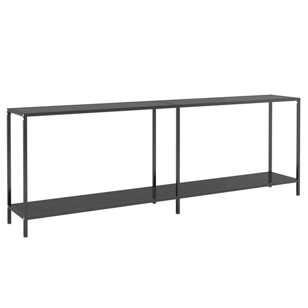 vidaXL Table console Noir 220x35x75,5 cm Verre tremp&eacute;