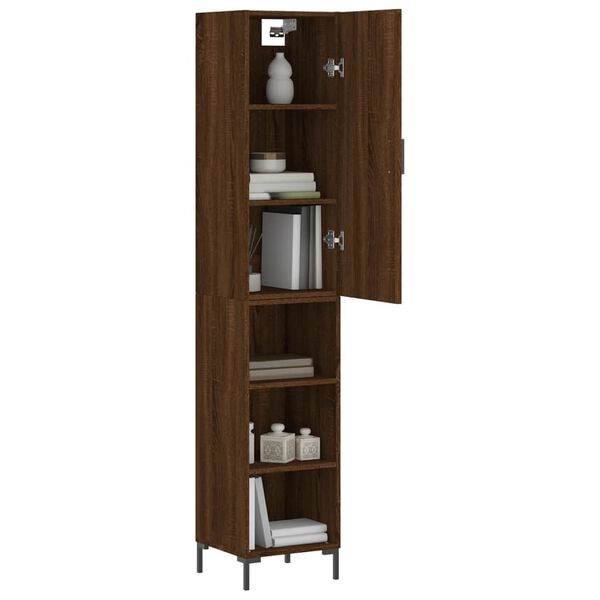 vidaXL Buffet haut Chêne marron 34,5x34x180 cm Bois d'ingénierie