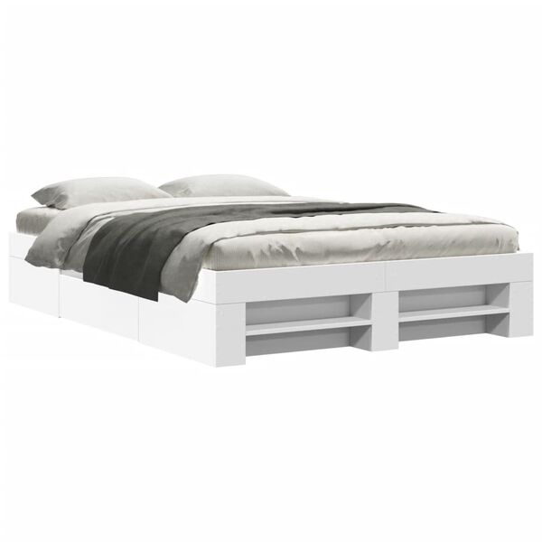 vidaXL Cadre de lit sans matelas blanc 140x200 cm bois d'ing&eacute;nierie